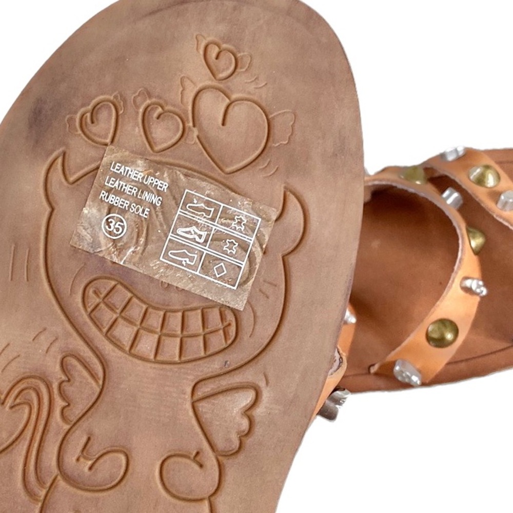 Ash Kids Girls Diabolo Caramel Studded Skeleton Skull Sandals 35 5 - Picture 10 of 11